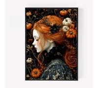 Halloween skull gothic emo witch A4 UNFRAMED PRINT PICTURE skeleton witchcraft wall art Home decor Decorating gift orange floral preppy autumn