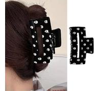 Halloween Skull Hair Claw Clip Square Medium Hair Clips White Skull Black Acrylic Hair Barrettes Strong Hold Hair Jaw Clips Halloween Hair Accessories Cosplay Costume Party Supplies for Women 1Pc