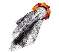 Halloween Skull Headband Cosplay Costume Day Of The Death Veil Headhoop Goths Flower Hairbands Novelty Lady Headdress Blackcrown For Women Veil Floral Party Headdress