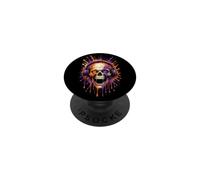 Halloween Skull Headphones Music Lover Full Moon Stars PopSockets Adhesive PopGrip