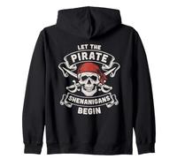 Halloween Skull Let the Pirate Shenanigans Begin Funny Zip Hoodie