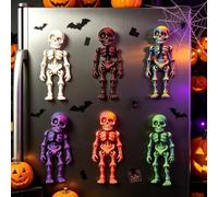 Halloween Skull Magnet,6Pcs Magnetic Skeleton,Halloween Skull Fridge Magnet | Halloween Skull Refrigerator Magnets Set, with Movable Joints, Halloween Decorations for Home Office Decor, 8.3CM, Goth Gift