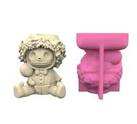 Halloween Skull Man Gypsum Flower Pot Silicone Mold Epoxy Resin Casting Vase Cement Pen Holder Pen Holder for Concrete Cement Resin Casting
