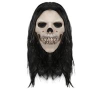 Halloween Skull Mask Latex Full Face Moving Jaw Cosplay Headgear | Detailed Skull Texture, Breathable Interior, Realistic Creepy Style, for Adult and Teen Heads at Events