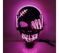 Halloween Skull Mask, Scary LED Halloween Mask, Halloween Masks, Light up Cosplay, Glowing Horror Smile, Face for Men Women Kids, Anonymous Neon Gifts (Pink)