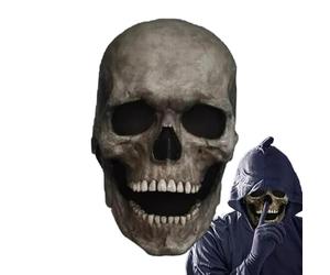 Halloween Skull Maskes with Moving Jaw, Realistic Head Skeleton Maskes | Scary 3D Skull Headgear for Adults, Creepy Cosplay Costume for Party, Masquerade & Haunted House, Lightweight & Portable
