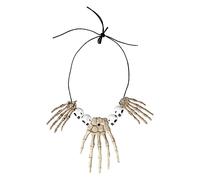 Halloween Skull Necklace with Skeleton Hand Bone Sharp Teeth Cool Choker Hand Chain Ghost Claw Pendant Bracelet Jewelry for Men and Women Prom Bar Decoration Ornaments Evil Cosplay Costume Party Prop