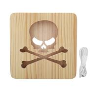 Halloween Skull Night Light Wooden Hollow Out Lamp USB Powered Home Decoration for Living Room Bedroom