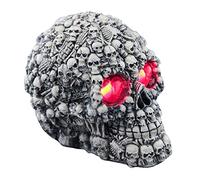 Halloween Skull Ornament Light Up Skull Head Sculpture Resin Decorative Gothic Skull Figurine Dead Man Head Bones Skeleton Ornament Halloween Party Realistic Skull Head Home Desk Decoration Props