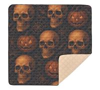 Halloween Skull Pattern Large Non-Slip Baby Activity Play Mat for Floor Waterproof Travel Play Mat for Baby Toddler Infant, 50'' x 50''