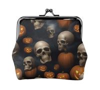 Halloween Skull print Cute Buckle Coin Purses Vintage Pouch Kiss lock Change Purse Wallets for Women Fashion, Black, One Size, Vintage