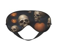 Halloween Skull Print Silk Sleep Mask with Adjustable Buckle Stylish Eye Mask for Women Travel Nap Shift Work Office