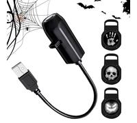 Halloween Skull Projector Lamp with 360 Degree Rotation, USB Power, Replaceable Handprint Faces, Magnetic Ceiling and Wall Horror Decoration, LED Night Light with 3 Effects