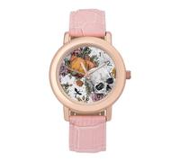 Halloween Skull Pumpkins Spider Web Womens Leather Strap Elegant Lady Wrist Watches Casual Band Three-Hand Watch
