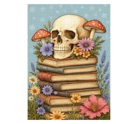 Halloween Skull Puzzles for Adults 1000 Pieces, Mushroom Wildflower Book Jigsaw Puzzles, Vintage Floral Skeleton Puzzle