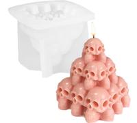 Halloween Skull Pyramid Candle Mold, 3D Carved Skeleton Silicone Mold for DIY Wax Candles Soap Resin Chocolate, Spooky Home Decor & Party Supplies