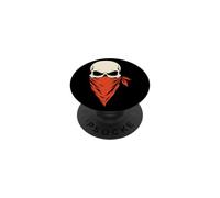 Halloween Skull Red Bandana Mask Flames Bold Minimal Art PopSockets Adhesive PopGrip