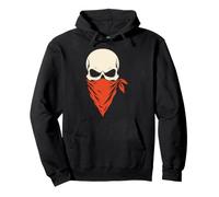 Halloween Skull Red Bandana Mask Flames Bold Minimal Art Pullover Hoodie