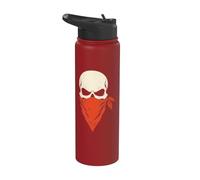 Halloween Skull Red Bandana Mask Flames Bold Minimal Art Stainless Steel Insulated Water Bottle