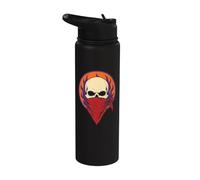 Halloween Skull Red Bandana Mask Flames Bold Minimal Art Stainless Steel Insulated Water Bottle