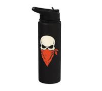 Halloween Skull Red Bandana Mask Flames Bold Minimal Art Stainless Steel Insulated Water Bottle