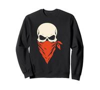 Halloween Skull Red Bandana Mask Flames Bold Minimal Art Sweatshirt
