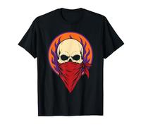 Halloween Skull Red Bandana Mask Flames Bold Minimal Art T-Shirt