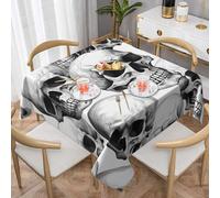 Halloween Skull Square Tablecloth 145x145 cm Day of the Dead Table Clothes Indoor Outdoor Washable Table Covers for Kitchen Wedding Restaurant Buffet Party Decor