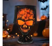Halloween Skull Statue Desk Lamp,Gothic Lava Effect Led Light,Skeleton Halloween Decorations Ambient Lighting Night Light, Resin Horror Decor for Home,Pub & Party (A)