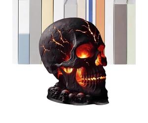 Halloween Skull Statue Desk Lamp - Gothic Rock Skeleton Light | Haunted House Party Decor | Eerie Nightlight for Fireplace Shelf Table | Festive Yard Patio Ornament | Spooky Home Atmosphere Art