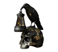 Halloween Skull Statue Desk Lamp, Solar Power Landscape Light, Decorative Resin Lighting, Garden Lights Crow Skull Shape For Garden Wedding Present Solar Power Crow Statue Halloween Outdoor Decor