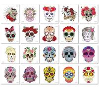 Halloween Skull Temporary Tattoo Stickers, Ghost Party Makeup Decorations 6 * 6cm A141
