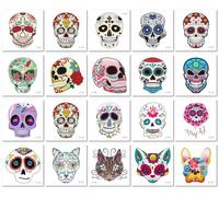Halloween Skull Temporary Tattoo Stickers, Ghost Party Makeup Decorations 6 * 6cm A142