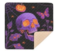 Halloween Skull with Butterflies Soft Padded Baby Gym & Activity Mat for Indoor Outdoor Water Resistant Tummy Time Activity Mat for Babies Infants Toddlers, 50'' x 50''