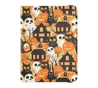 Halloween Skulls Cats House Travel Wallet Leather Passport Holder Secure Hidden Money&Card Holder for Men Trip Document