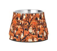 Halloween Skulls Floral Ghosts Pumpkins Bowls for Pets Non Slip Stainless Steel Water Food Bowl for Dogs Cats Rabbits Birds Comfort Feeding