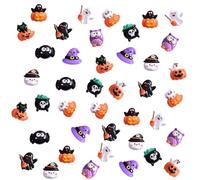 Halloween Slime Charms,30pcs Pumpkin Witch Hat Cat Ghost Halloween Resin Charms,Flatback Halloween Halloween Craft Embellishments Ornaments for DIY Crafting Scrapbooking (Mixed A)