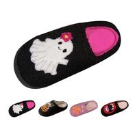 Halloween Slippers Boo Ghost Slippers Women Lovely Pumpkin Printed Slides Couple Home Slipper Warm Fuzzy Slipper Funny Cartoon Sliders With Fadou Dog Pattern Soft Memory Foam Sliders