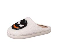 Halloween Slippers for Women Men Cute Preppy Fuzzy Pumpkin House Slippers Winter oft Plush Comfy Warm Spooky Christmas Halloween Flat Slip on Shoes