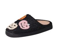 Halloween Slippers for Women Men Cute Preppy Fuzzy Pumpkin House Slippers Winter oft Plush Comfy Warm Spooky Christmas Halloween Flat Slip on Shoes