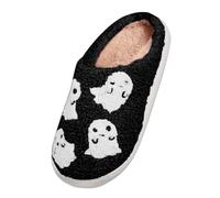 Halloween Slippers for Women & Men Memory Foam Anti-Slip Bedroom Shoe Warm Cozy Lightweight Slip-On Home Sliders Funny Ghost Slipper for Indoor Outdoor Home Use In Autumn Winter