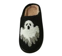 Halloween Slippers for Women & Men Memory Foam Anti-Slip Home Sliders Warm Cozy Comfortable Slip-On House Shoes Funny Ghost Bedroom Shoe for Indoor Outdoor Home Use In Autumn Winter