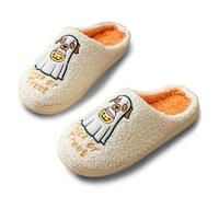 Halloween Slippers for Women Men Memory Foam Plush Fuzzy Foam Fleece Lined Holiday Indoor House Slippers Anti-Slip Comfortable Winter Warm Shoes Spooky Ghost Pumpkin Slipper
