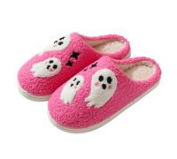 Halloween Slippers for Women Men Memory Foam Plush Fuzzy Foam Fleece Lined Holiday Indoor House Slippers Anti-Slip Comfortable Winter Warm Shoes Spooky Ghost Pumpkin Slipper