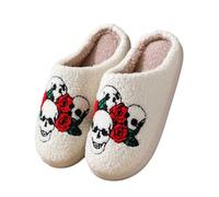 Halloween Slippers for Women Men Spooky Pumpkin Ghost Fuzzy Plush Warm Cozy Slippers Non Slip Memory Foam Mules Sliders Indoor Outdoor Slip On House Shoes