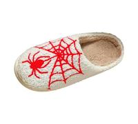 Halloween Slippers for Women Spider Web Print House Shoes Comfortable Non-Slip Indoor Use for Couples Cozy Autumn Winter Home Slippers