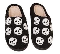 Halloween Slippers,Halloween Pumpkin Slippers for Womens Mens,Soft Plush Warm Spooky Halloween Pumpkin Ghost House Slipper,Holiday Slip-On Indoor Outdoor Cozy House Soft Bedroom Shoes