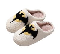 Halloween Slippers,Halloween Pumpkin Slippers for Womens Mens,Soft Plush Warm Spooky Halloween Pumpkin Ghost House Slipper,Holiday Slip-On Indoor Outdoor Cozy House Soft Bedroom Shoes