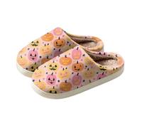 Halloween Slippers Men Women Ghost Pumpkin Warm House Slippers Furry Cotton Memory Foam Non-Slip Comfortable Relax Gift for Couple and Friends at Home