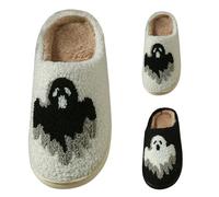 Halloween Slippers Mens Womens Unisex Winter Warm Housing Shoes Slip On Fashion Lantern Pumpkin Foam Slippers Wide Fit Anti-Slip Soft Sole Shoe Footwear
